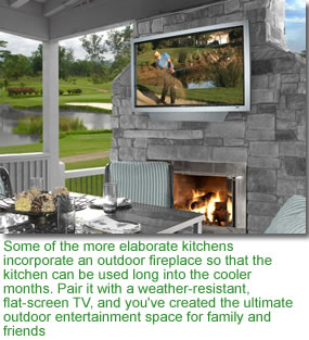 Outdoor Fireplace and TV